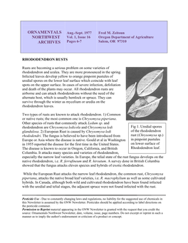 Rhododendron Rusts, Vol.1, Issue 16