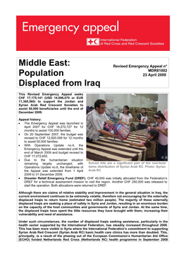 Middle East: Population Displaced from Iraq