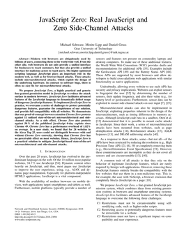 Real Javascript and Zero Side-Channel Attacks