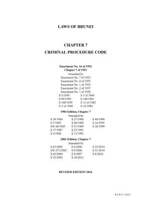 Laws of Brunei Chapter 7 Criminal Procedure Code