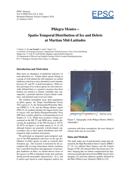 Phlegra Montes – Spatio-Temporal Distribution of Ice and Debris at Martian Mid-Latitudes