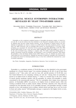 Skeletal Muscle Syntrophin Interactors Revealed by Yeast Two-Hybrid Assay