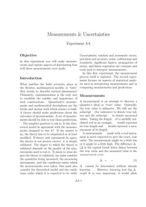 Measurements & Uncertainties