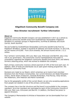 Kilgallioch Community Benefit Company Ltd. New Director