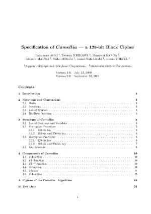 Specification of Camellia | a 128-Bit Block Cipher