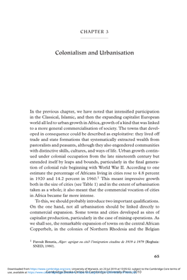 Colonialism and Urbanisation