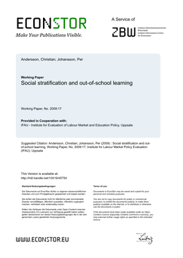 Social Stratification and Out-Of-School Learning