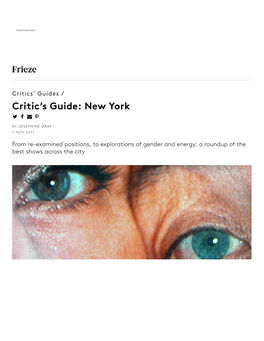 Critic's Guide: New York | Frieze