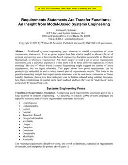 Requirements Statements Are Transfer Functions: an Insight from Model-Based Systems Engineering