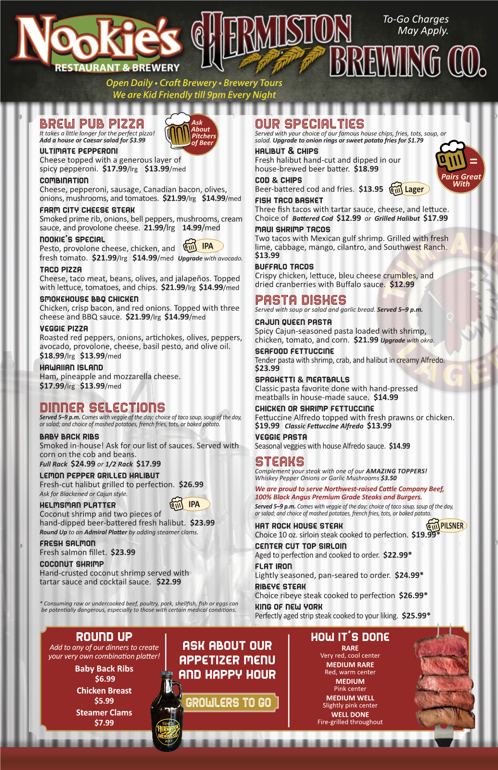 Brew Pub PIZZA Dinner Selections Our Specialties PASTA Dishes Steaks