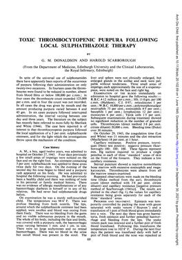 Toxic Thrombocytopenic Purpura Following Local Sulphathiazole Therapy