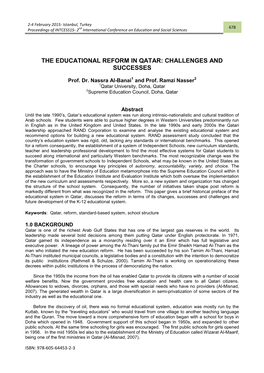 The Educational Reform in Qatar: Challenges and Successes