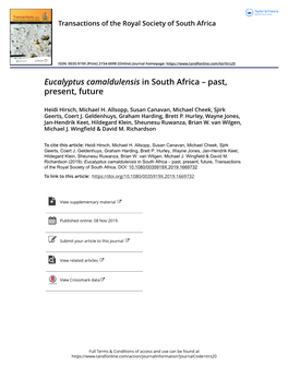 Eucalyptus Camaldulensis in South Africa – Past, Present, Future