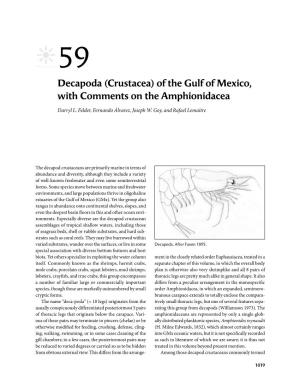 Decapoda (Crustacea) of the Gulf of Mexico, with Comments on the Amphionidacea