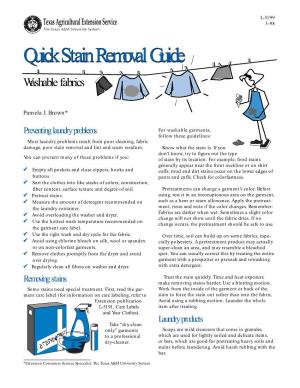 Quick Stain Removal Guide Washable Fabrics