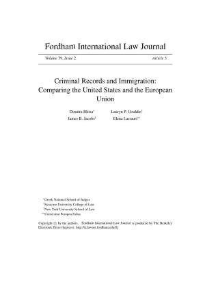 Criminal Records and Immigration: Comparing the United States and the European Union