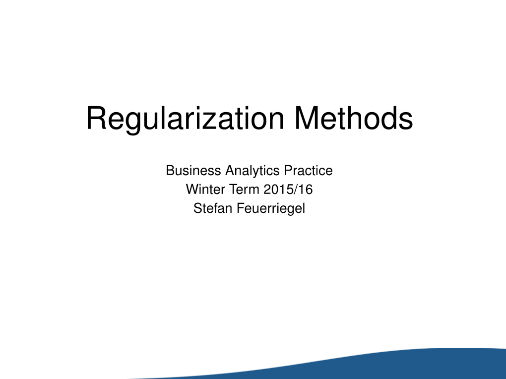 Regularization Methods