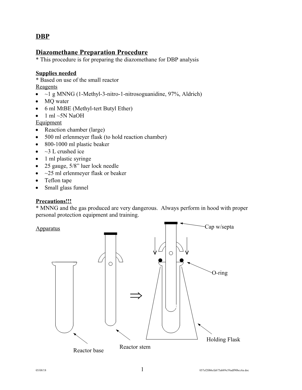 Diazomethane Preparation Procedure