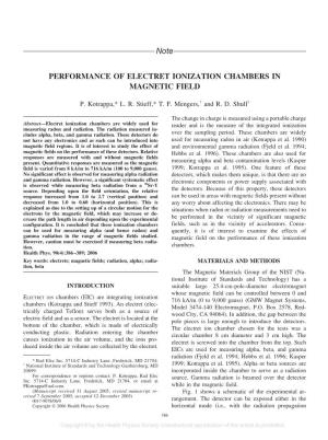 Note PERFORMANCE of ELECTRET IONIZATION CHAMBERS IN