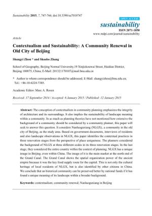 Contextualism and Sustainability: a Community Renewal in Old City of Beijing