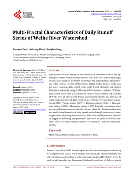 Multi-Fractal Characteristics of Daily Runoff Series of Weihe River Watershed