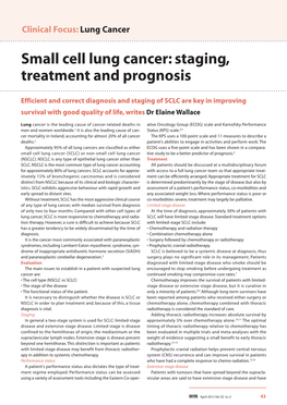 Small Cell Lung Cancer: Staging, Treatment and Prognosis