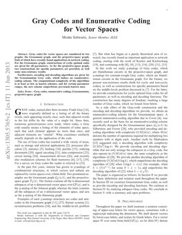 Gray Codes and Enumerative Coding for Vector Spaces