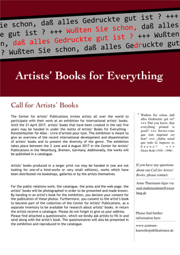 Artists' Books for Everything