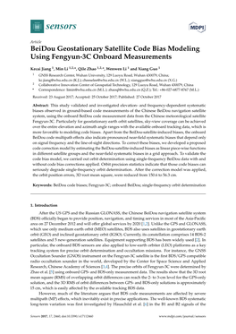 Beidou Geostationary Satellite Code Bias Modeling Using Fengyun-3C Onboard Measurements