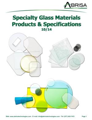 Specialty Glass Materials Products & Specifications