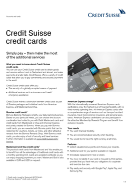 Credit Suisse Credit Cards (PDF)