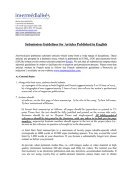 Submission Guidelines for Articles Written in English