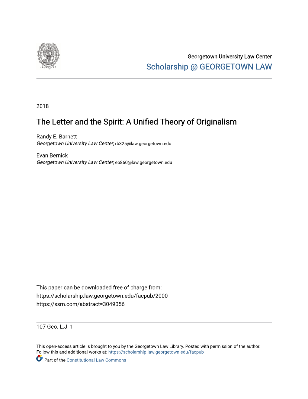 The Letter and the Spirit: a Unified Theory of Originalism