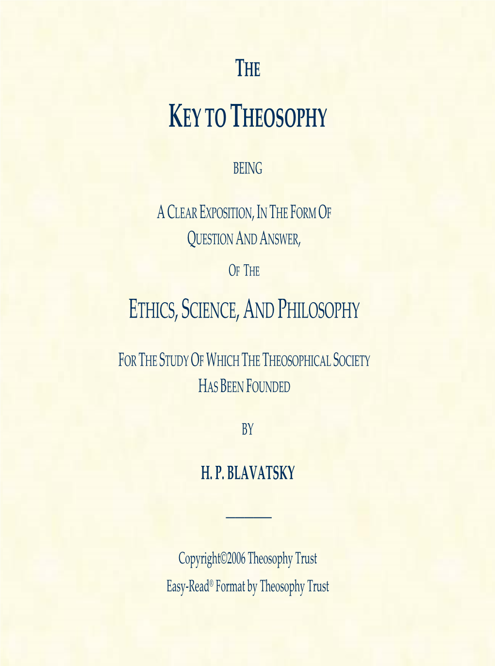 The Key to Theosophy