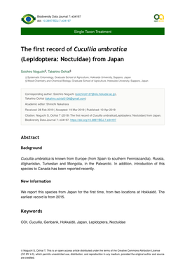 The First Record of Cucullia Umbratica (Lepidoptera: Noctuidae) from Japan