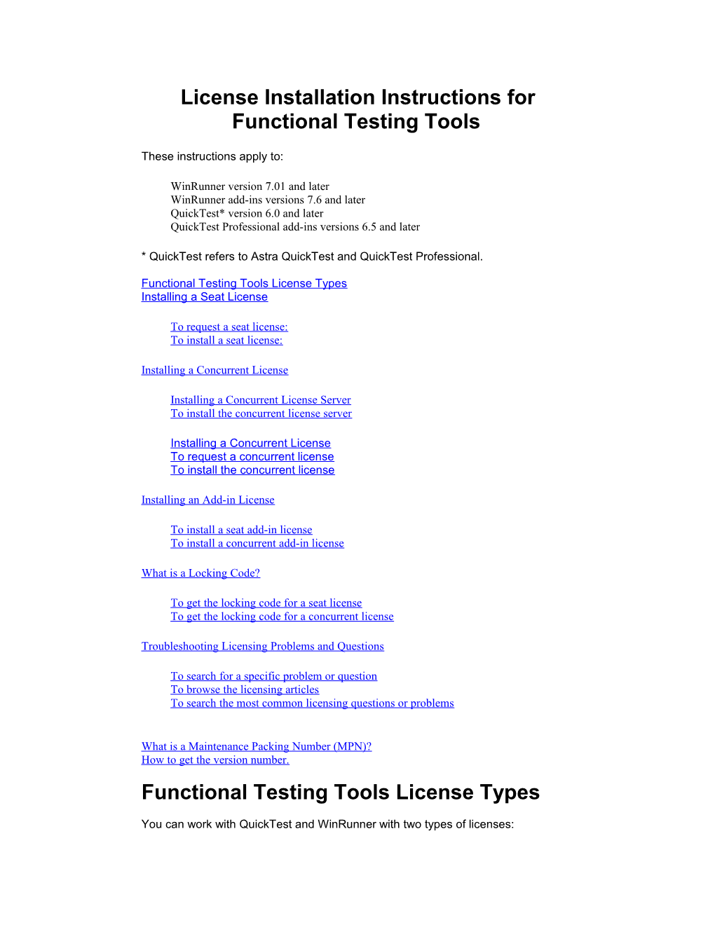 License Installation Instructions for Functional Testing Tools