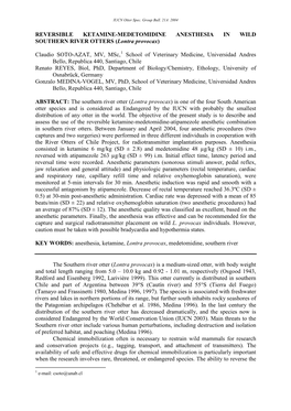 REVERSIBLE KETAMINE-MEDETOMIDINE ANESTHESIA in WILD SOUTHERN RIVER OTTERS (Lontra Provocax)