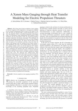 A Xenon Mass Gauging Through Heat Transfer Modeling for Electric Propulsion Thrusters A