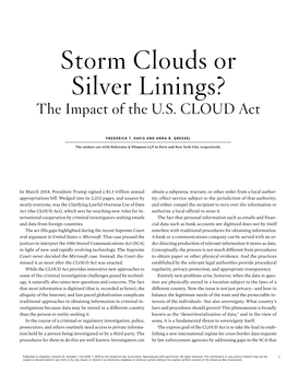 Storm Clouds Or Silver Linings? the Impact of the U.S