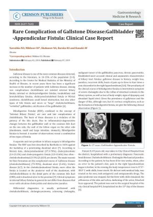 Gallbladder-Appendicular Fistula