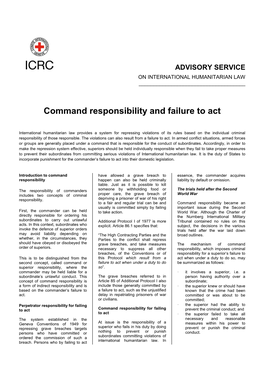 Command Responsibility and Failure to Act