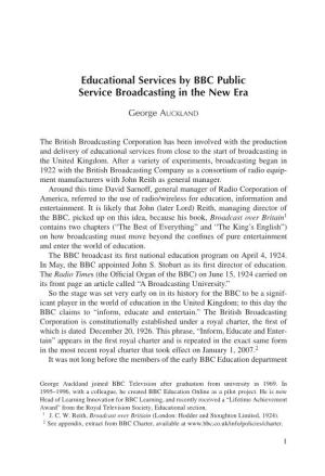 Educational Services by BBC Public Service Broadcasting in the New Era
