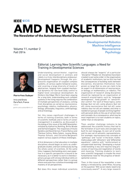 AMD Newsletter of the Autonomousnewsletter Mental Development Technical Committee