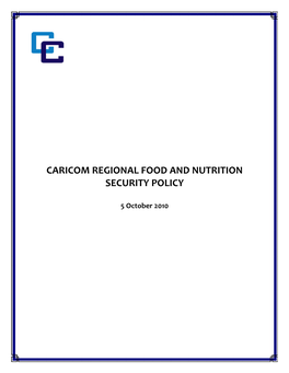Caricom Regional Food and Nutrition Security Policy