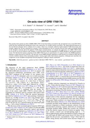 On-Axis View of GRB 170817A O
