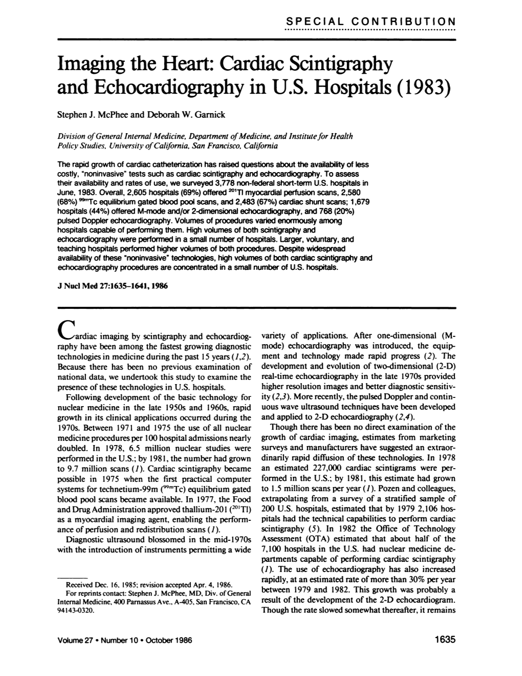 Cardiac Scintigraphy and Echocardiography in US Hospitals