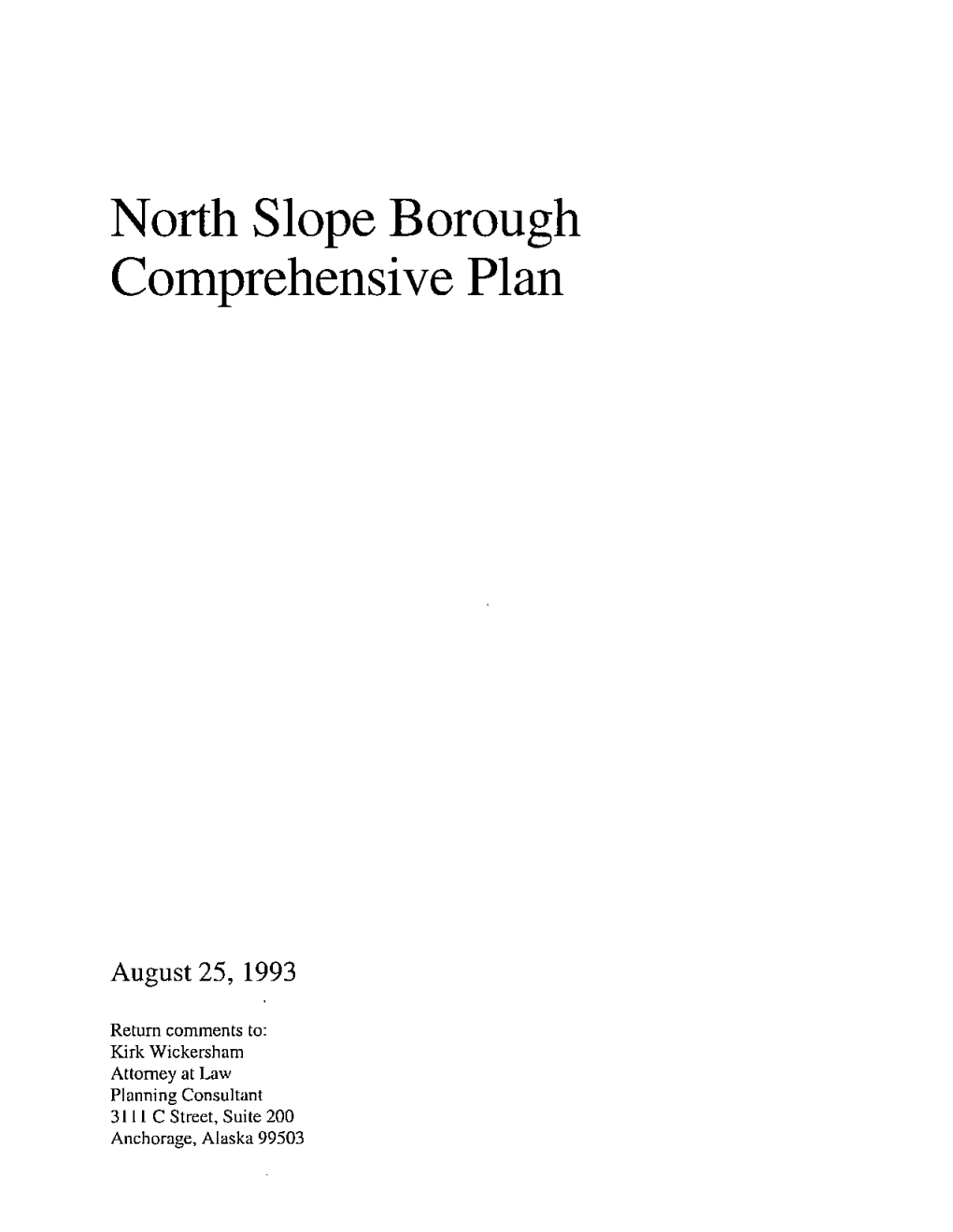 North Slope Borough Comprehensive Plan