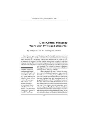 Does Critical Pedagogy Work with Privileged Students?