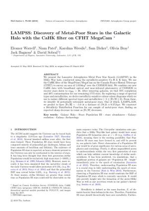 LAMPSS: Discovery of Metal-Poor Stars in the Galactic Halo with the Cahk ﬁlter on CFHT Megacam ?