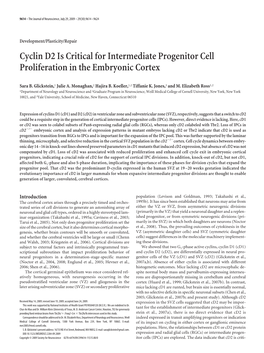 Cyclin D2 Is Critical for Intermediate Progenitor Cell Proliferation in the Embryonic Cortex